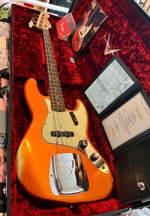 Amazing Fender Custom Shop 60’s Jazz Bass in Candy Tangerine!