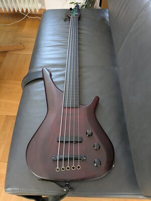 Manne Fretless Acoustibass 5 string lined